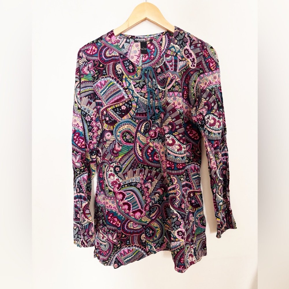 Lucky Brand Summer Boho Tunic beach coverup travel cruise floral